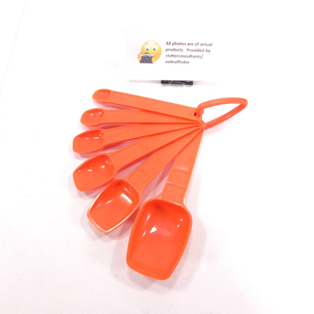 Vintage Tupperware Measuring Spoons Set of 6 Orange